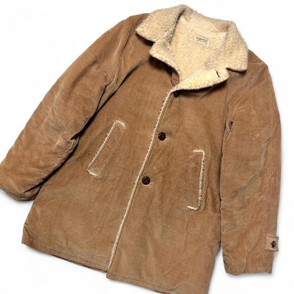 Fingerhut Vintage 70s Tan Cotton Corduroy Sherpa Rancher Western Coat 40 - Picture 2 of 7